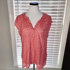 🛍 5/$25 Partial Button-Up Casual Coral Blouse